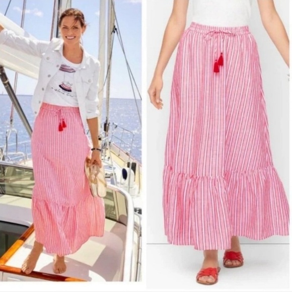 Talbots Linen Blend Maxi Skirt Striped Red & White
Size Medium - Picture 1 of 11